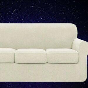 Subrtex Stretch Sofa Slipcover Cover with 3 Separate Cushion Cover - Ivory XL